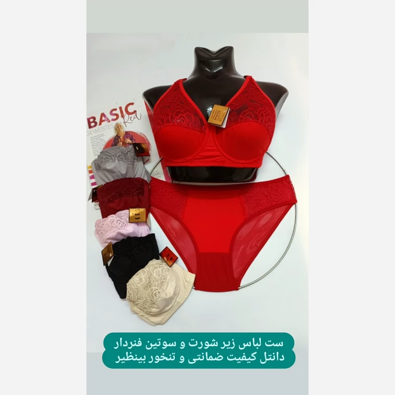 ست لباس زیر شورت و سوتین فنردار دانتل اعلا کیفیت ضمانتی و تنخور بینظیر